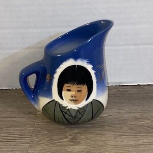 Matthew Adams Alaska Line Art Signed/Number Art Pottery Creamer Eskimo